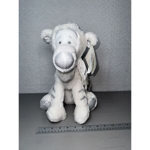 Disney Store Snowflake Tigger 12" Plush White Silver Sparkle Winter‎ Christmas